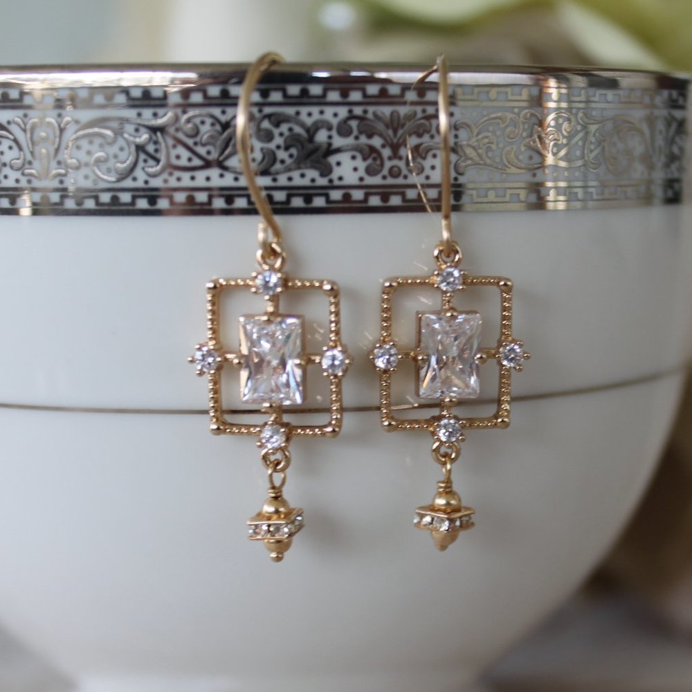 Czech Glass Rhinestones Zirconia Earrings